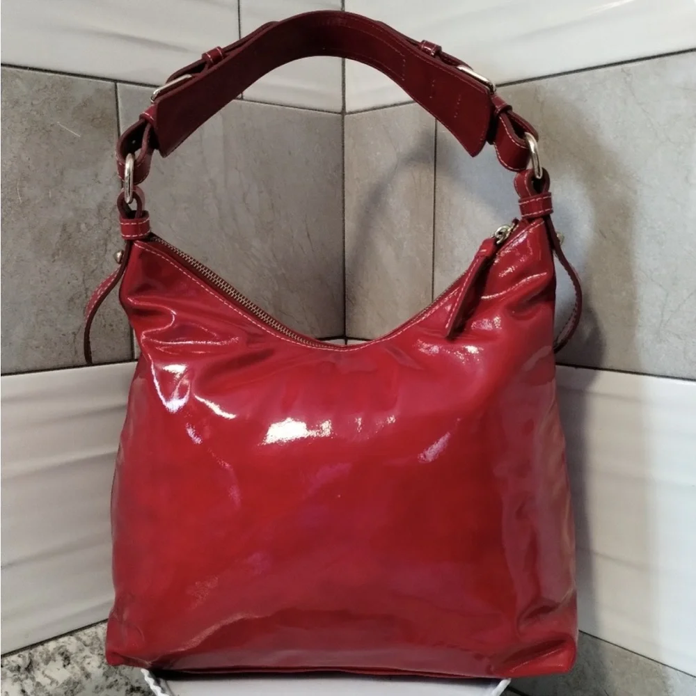 Dooney and Bourke Red Patent Leather Hobo Bag